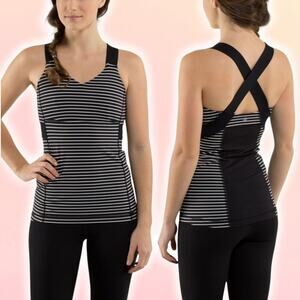LULULEMON Push Ur Limits Tank Sz 4 Parallel Stripe Black White